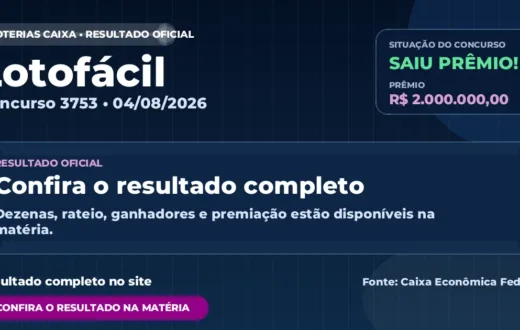 Resultado da Lotofácil de hoje, concurso 3753