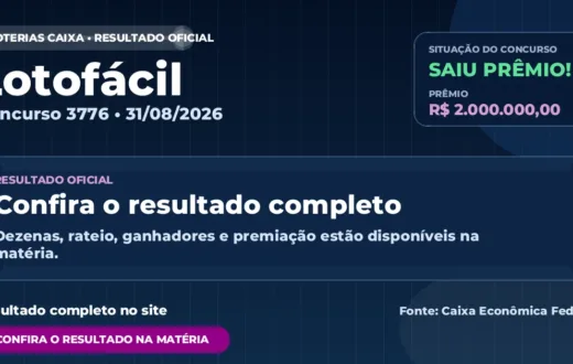 Resultado da Lotofácil de hoje, concurso 3776