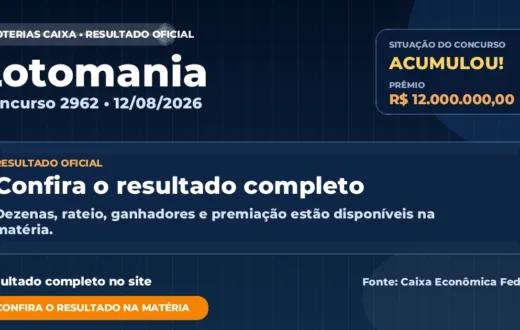 Resultado da Lotomania de hoje, concurso 2962
