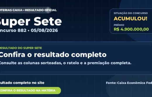 Resultado da Super Sete de hoje, concurso 882