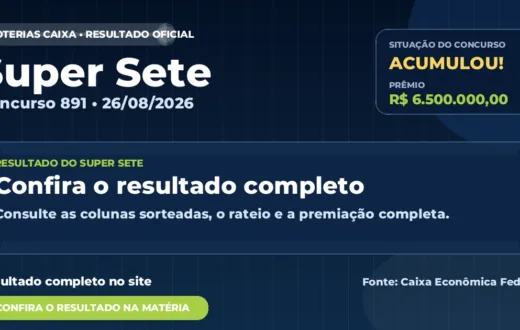 Resultado da Super Sete de hoje, concurso 891