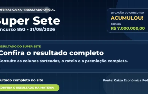 Resultado da Super Sete de hoje, concurso 893