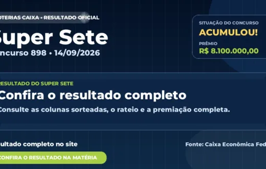 Resultado da Super Sete de hoje, concurso 898
